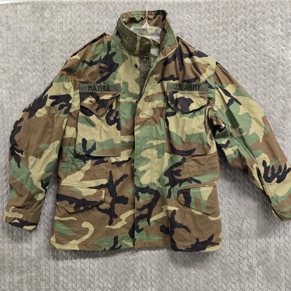US Army Military‎ m65 Field Jacket coat Medium Short Woodland Camo Cold Weather